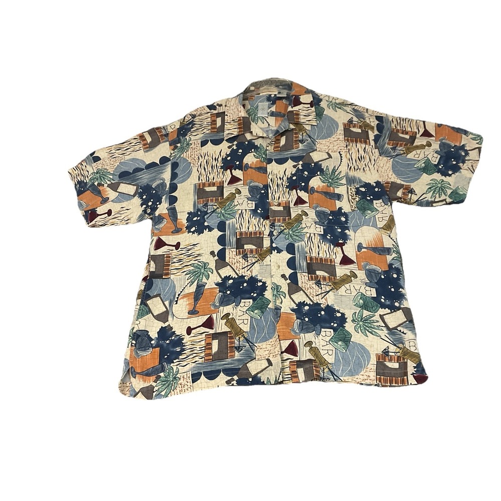 Burma Bibas Sz M 100% Silk Hawaiian Luau Tiki Beach Resort Casual Shirt